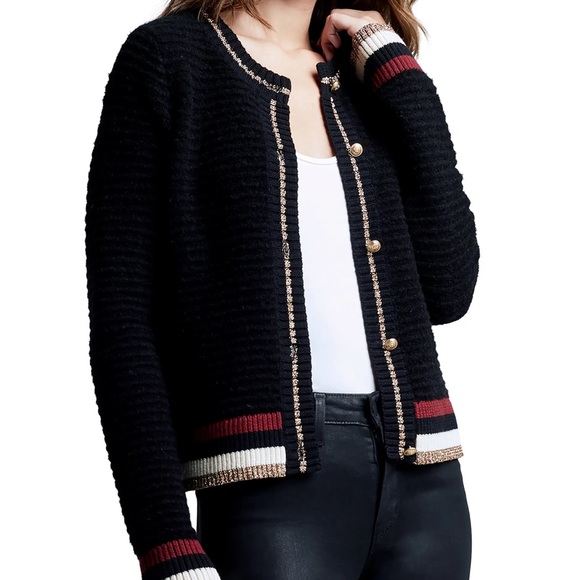 L'Agence Archer Metallic Tipped Cardigan - Picture 9 of 12